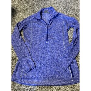 D45 Athleta Women's Blue Heathered Quarter Zip Pullover Athletic Top Size Medium